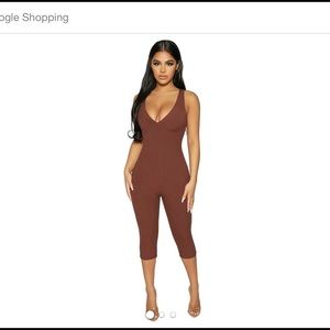 Naked Wardrobe Cropped Ribbed sleeveless jumpsuit